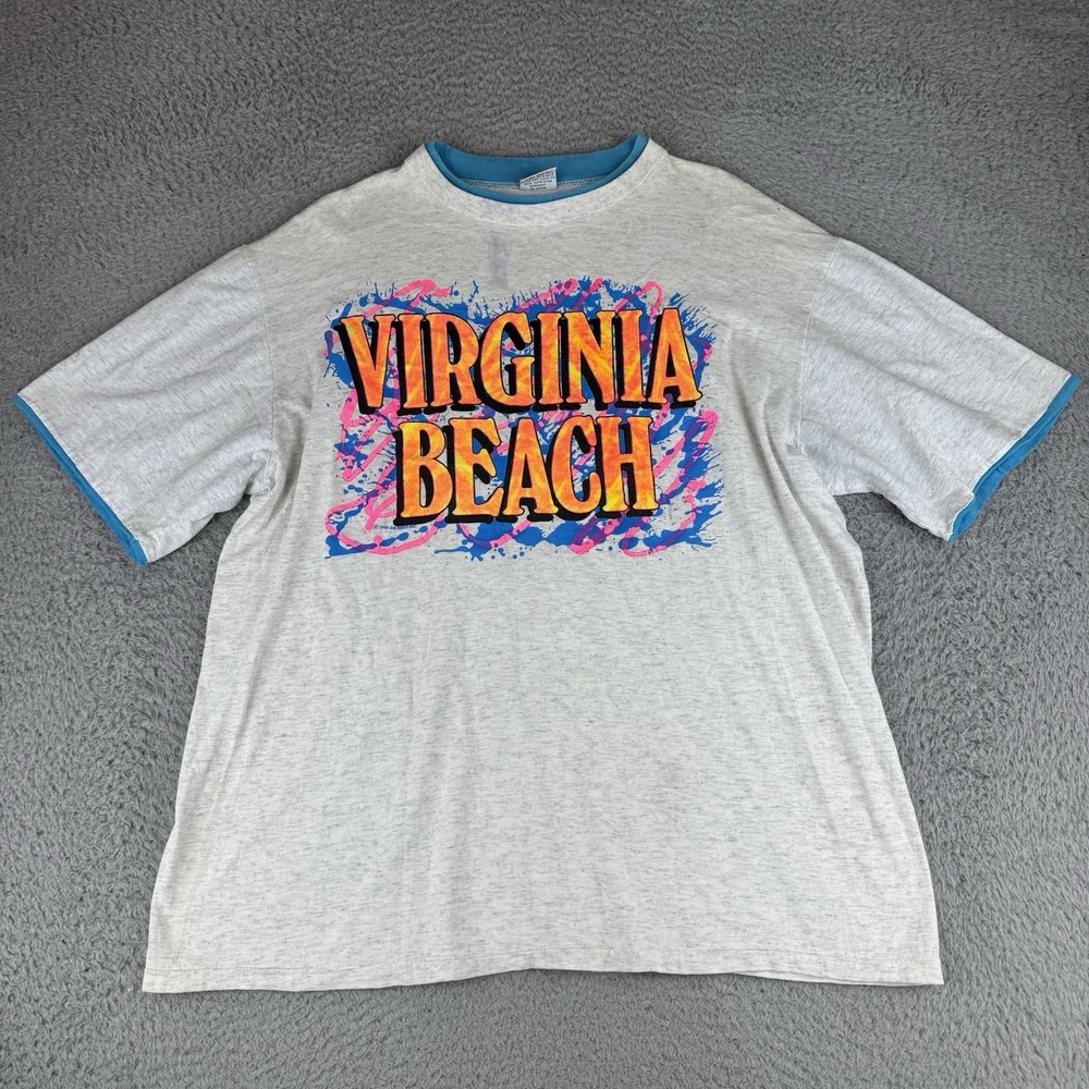 Vintage Virginia Beach Colorful 90s Shirt‎ Men's Size L/xl Made In USA